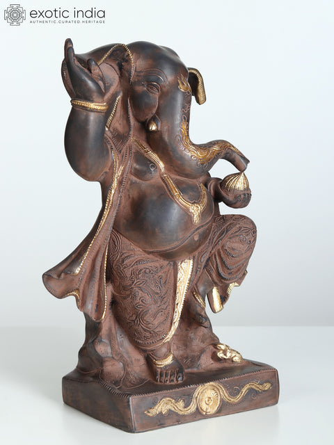 14" Brass Dancing Ganesha Sculpture | Collectible Ganapati Murti
