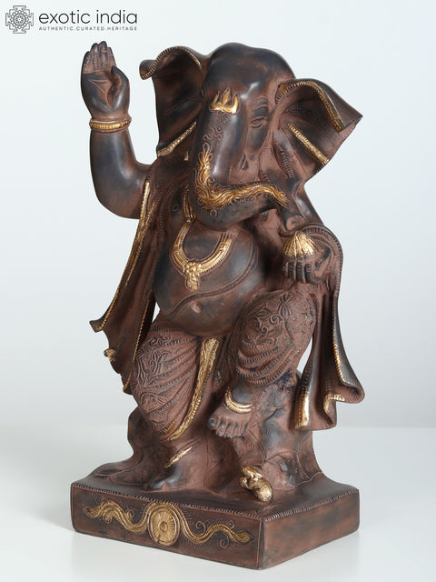 14" Brass Dancing Ganesha Sculpture | Collectible Ganapati Murti