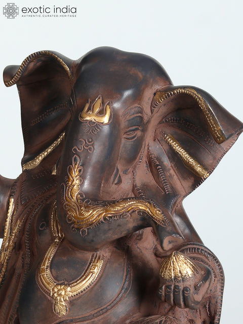 14" Brass Dancing Ganesha Sculpture | Collectible Ganapati Murti