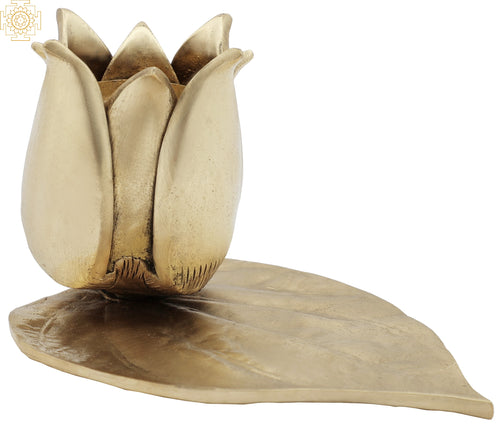 Designer Brass Lotus Flower Candle Holder Stand