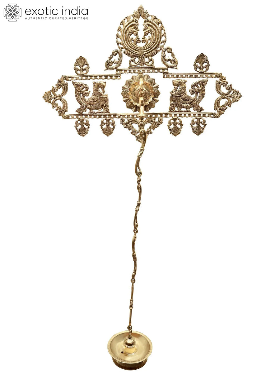 Brass Peacock Design Wall Hanging with Diya Holder