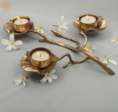 Elegant Brass Designer Leaf Candle Holder | Handmade | Home Decor | Decorative Object / Accents | Brass | Made In India