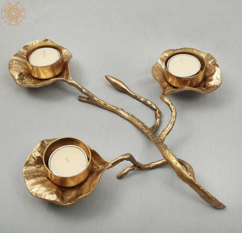 Elegant Brass Designer Leaf Candle Holder | Handmade | Home Decor | Decorative Object / Accents | Brass | Made In India