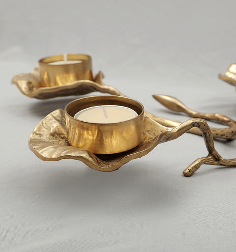 Elegant Brass Designer Leaf Candle Holder | Handmade | Home Decor | Decorative Object / Accents | Brass | Made In India