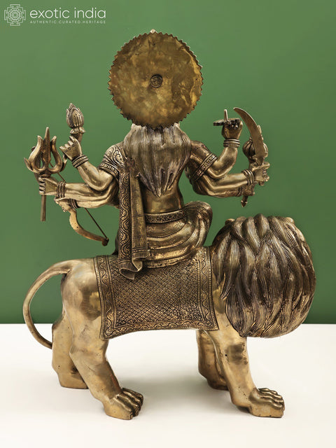24" Ashtabhujadharini Durga Brass Statue | Simhavahini Idol in Brass