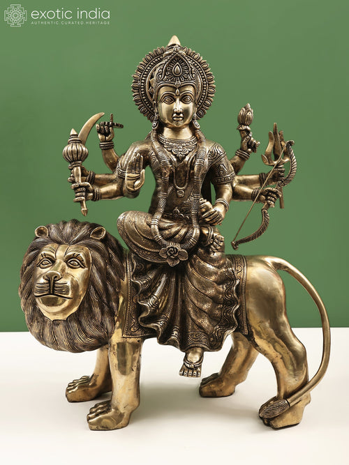 24" Ashtabhujadharini Durga Brass Statue Handmade Idol