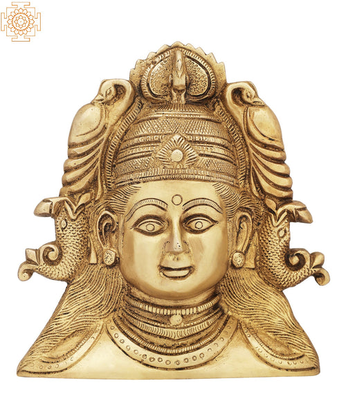 8" Devi Mask Brass Statue Handmade Home Decor