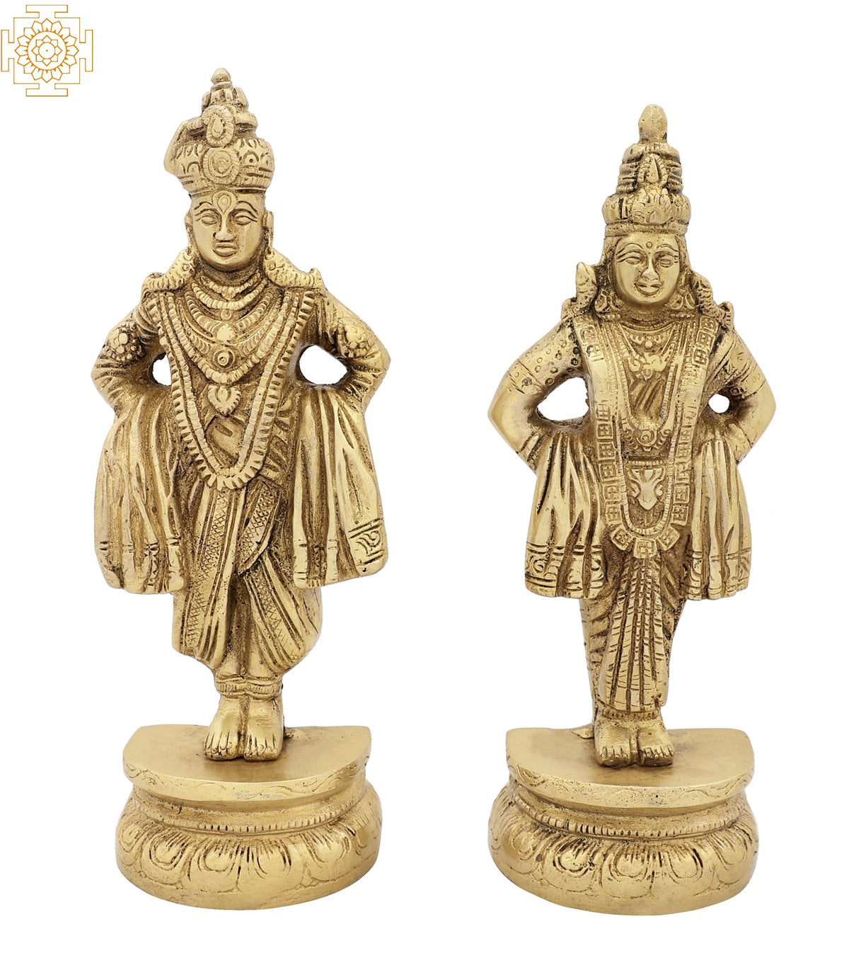 8" Lord Vitthal and Goddess Rukmini in Brass | Handmade | Made In India