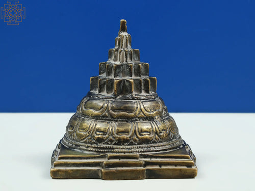 3" Handmade Brass Shri Yantra with Beads Japa Mala