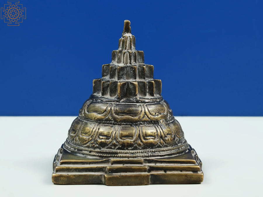 3" Handmade Brass Shri Yantra with Beads Japa Mala