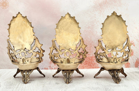 11" Lakshmi-Ganesha-Saraswati Dia Trifecta in Brass | Handmade | Made In India