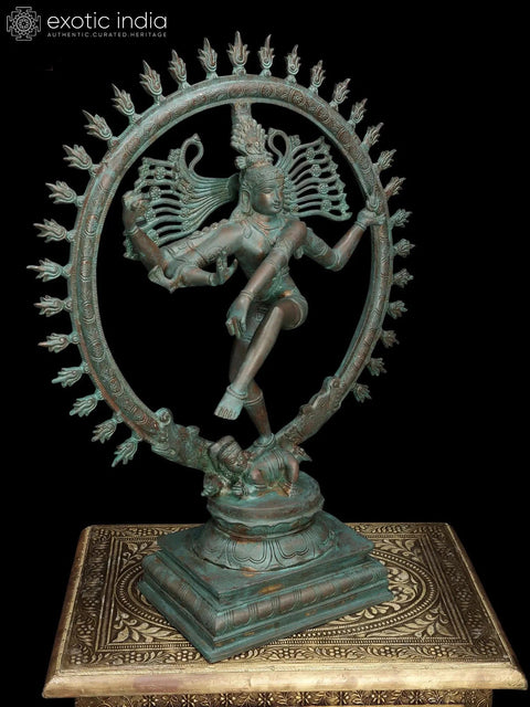 22" Lord Shiva as Nataraja in Cosmic Dance Mudra in Brass | Handmade | Made In India