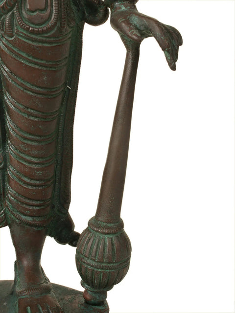 18" Chaturbhuja Bhagawan Vishnu Idol Standing on Pedestal in Brass | Handmade | Made in India