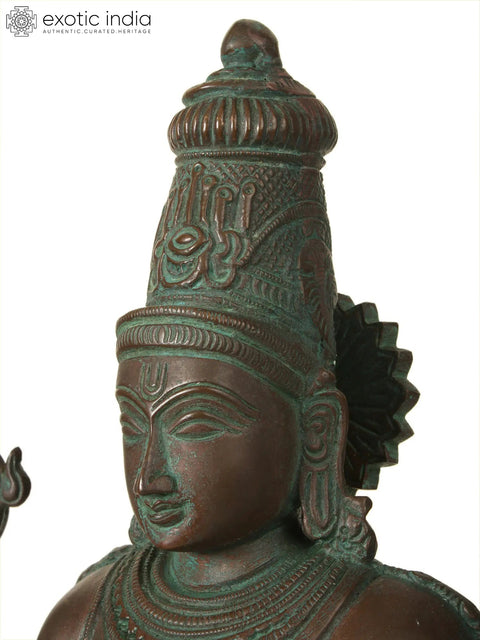 18" Chaturbhuja Bhagawan Vishnu Idol Standing on Pedestal in Brass | Handmade | Made in India