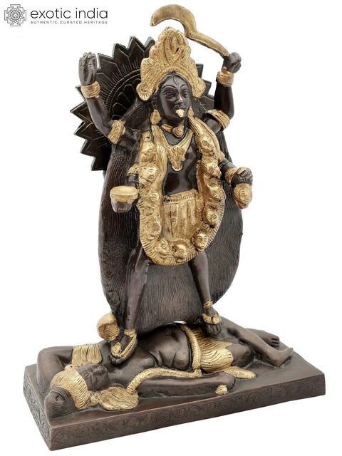 11" Devi Kali Brass Statue - Divine Universal Mother | Indian Handcrafted Idol
