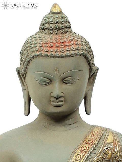 Bhoomisparsha Buddha Clad In A Densely Engraved Robe
