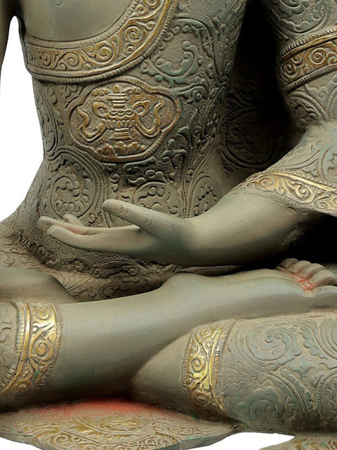 Bhoomisparsha Buddha Clad In A Densely Engraved Robe