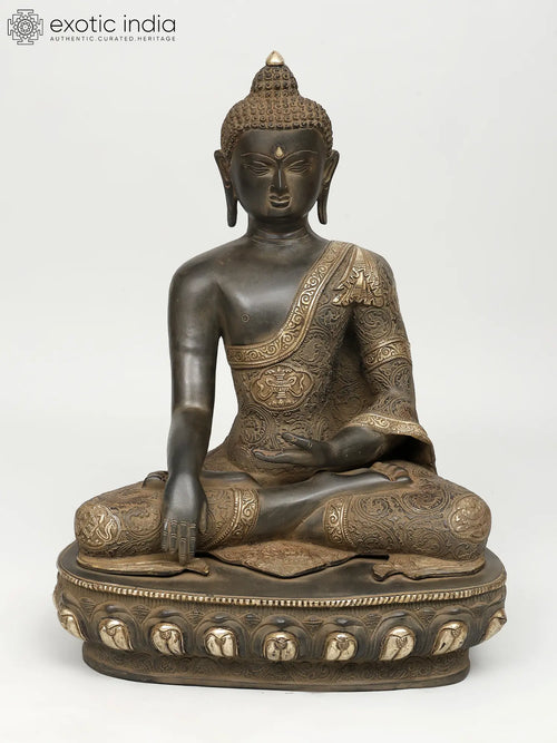 21" Brass Lord Buddha Bhumisparsha Mudra Handmade Statue