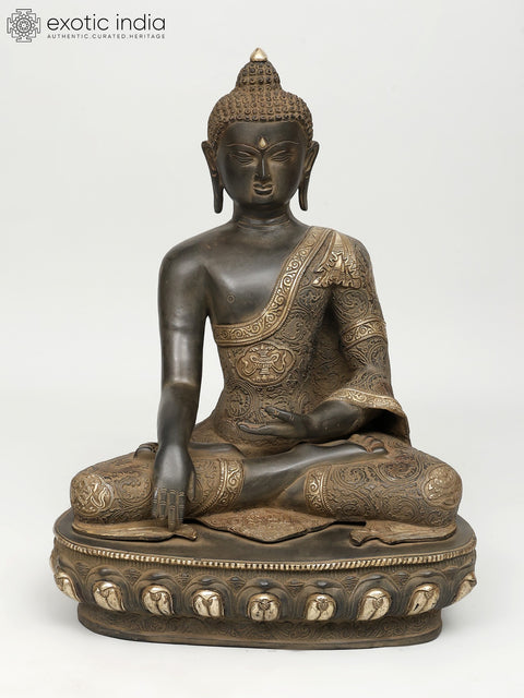 21" Brass Lord Buddha in Bhumisparsha Mudra | Handmade | Made In India