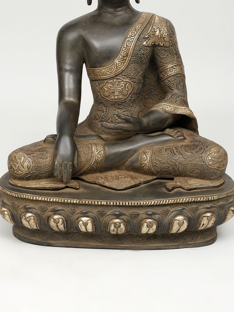 21" Brass Lord Buddha in Bhumisparsha Mudra | Handmade | Made In India