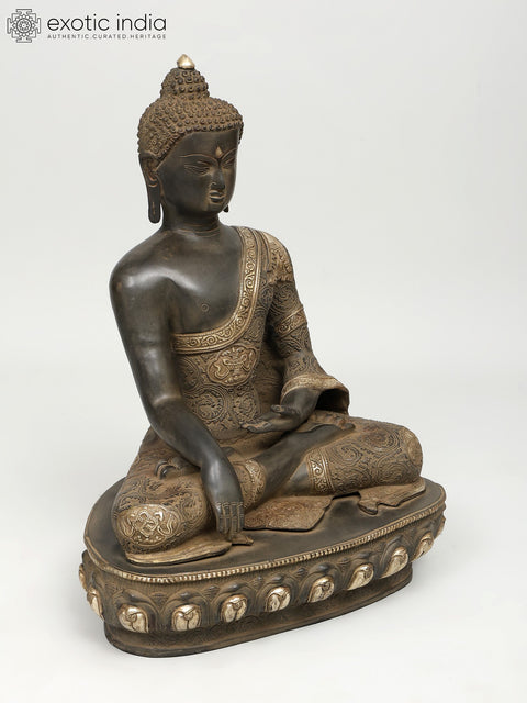 21" Brass Lord Buddha in Bhumisparsha Mudra | Handmade | Made In India