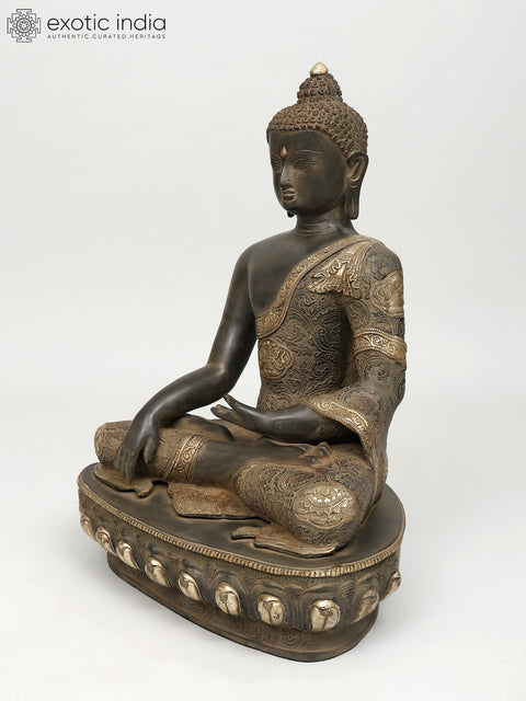21" Brass Lord Buddha in Bhumisparsha Mudra | Handmade | Made In India