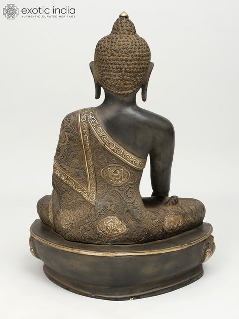 21" Brass Lord Buddha in Bhumisparsha Mudra | Handmade | Made In India