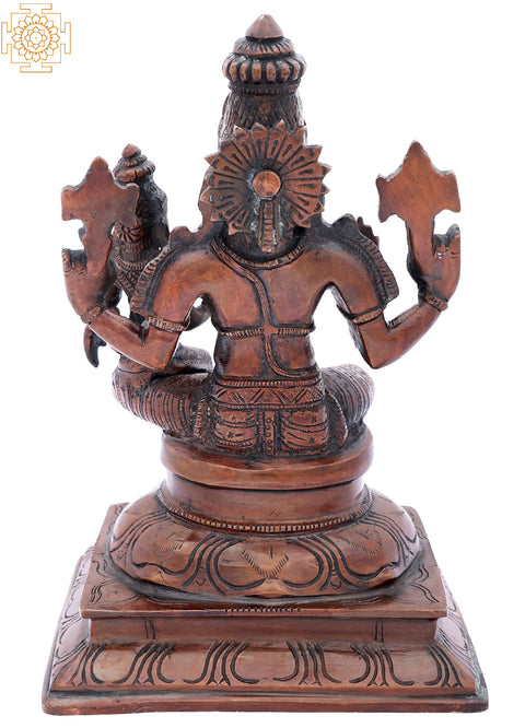 9" Varaha Avatara of Vishnu with Bhudevi Seated on Pedestal | Brass | Handmade | Made In India