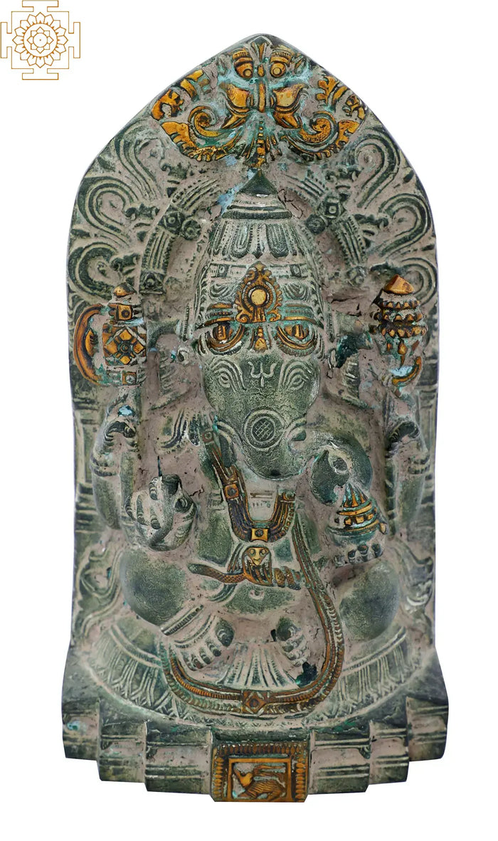 7" Brass Ganesha Temple Idol for Pooja and Home Decor