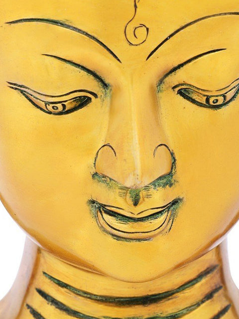 11" Lord Buddha Wall Hanging Mask In Brass | Handmade | Made In India