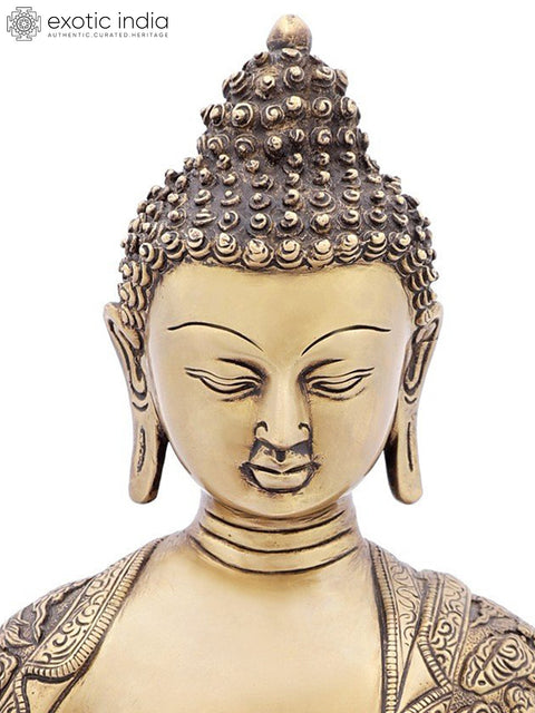 14" Bhumisparsha Buddha in Brass | Handmade | Made In India