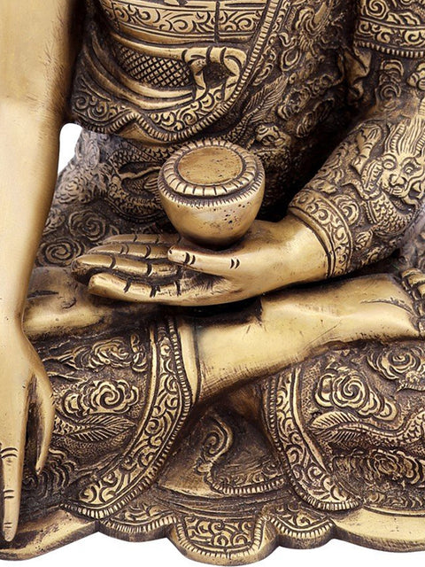 14" Bhumisparsha Buddha in Brass | Handmade | Made In India