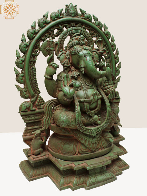 Sitting Lord Ganesha Ji With Temple Arch