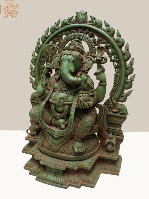 Sitting Lord Ganesha Ji With Temple Arch
