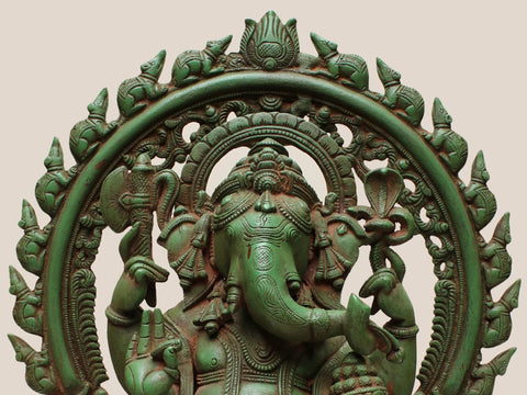 Sitting Lord Ganesha Ji With Temple Arch