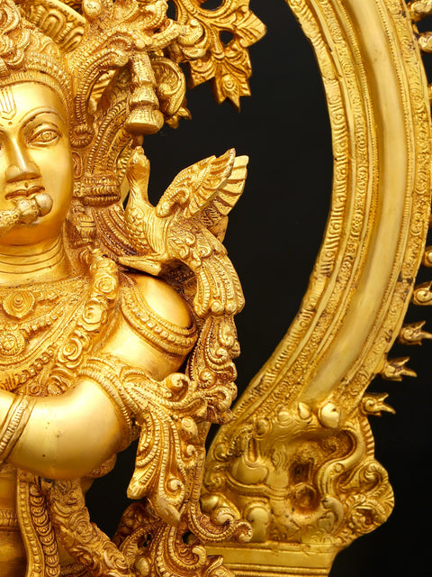 Fine Quality Large Lord Krishna and Gopis on his Feet With Baal-Lila On The Pedestal