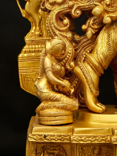 Fine Quality Large Lord Krishna and Gopis on his Feet With Baal-Lila On The Pedestal