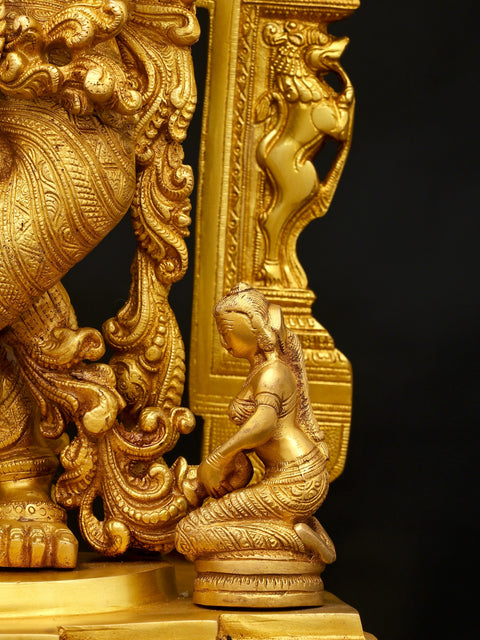 Fine Quality Large Lord Krishna and Gopis on his Feet With Baal-Lila On The Pedestal