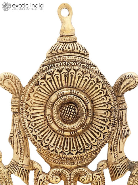 9" Superfine Chakra Wick Lamp (Vaishnava Symbol) in Brass | Handmade | Made in India