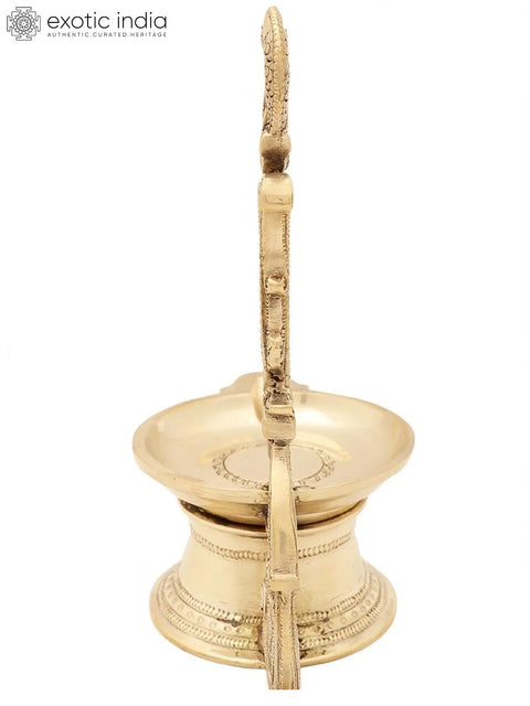9" Superfine Engraved Parrot Wick Lamp in Brass | Handmade | Made in India