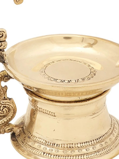 9" Superfine Engraved Parrot Wick Lamp in Brass | Handmade | Made in India