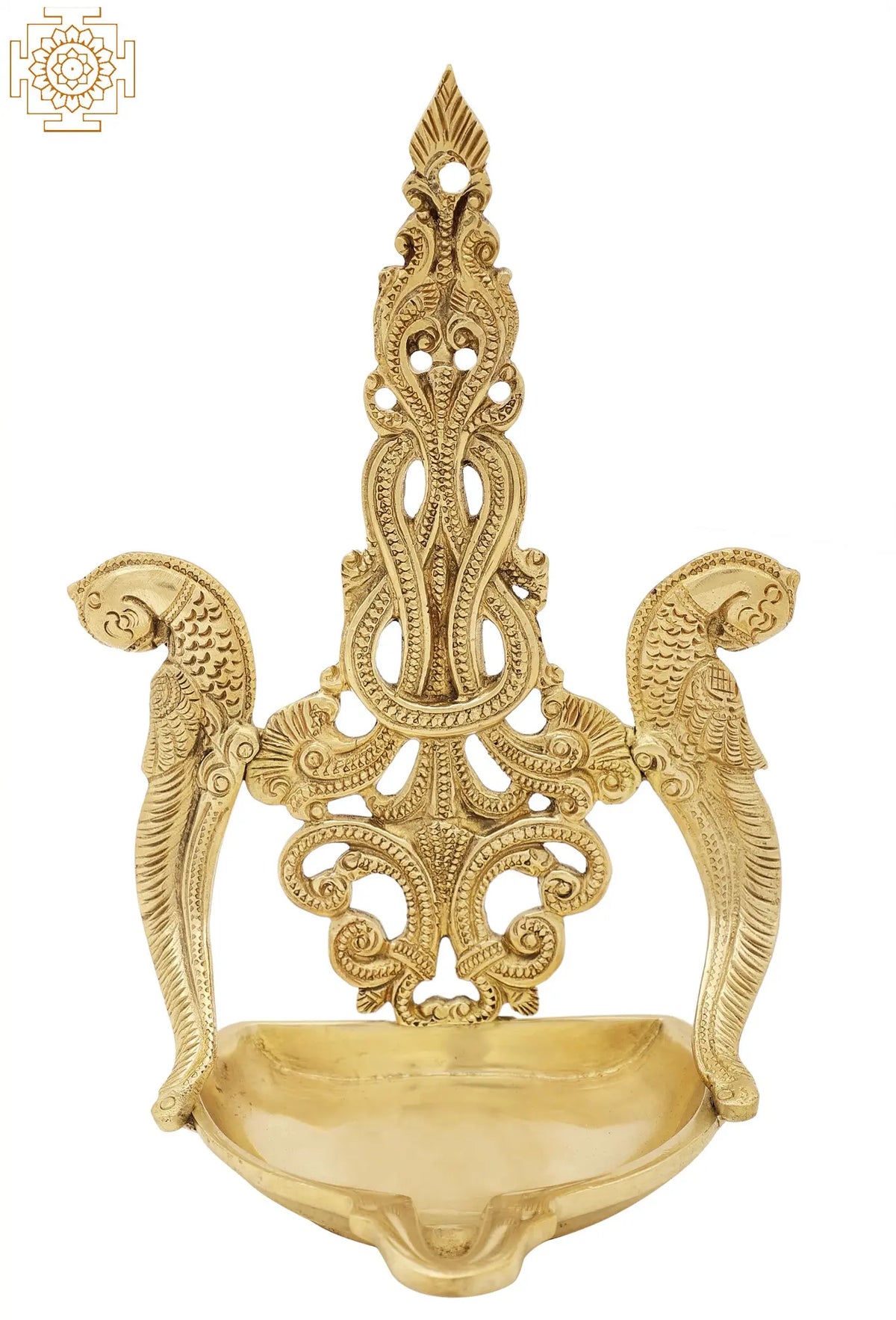8" Superfine Couple of Parrot Wick Lamp In Brass | Handmade | Made In India