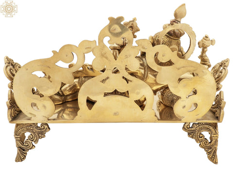 14" Reclining Ganesha Brass Sculpture | Indian Handcrafted Idol