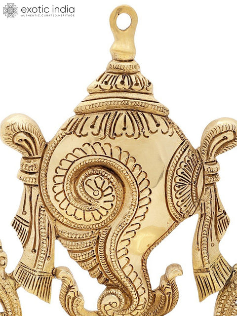 9" Superfine Conch Wick Lamp | Vaishnava Symbol in Brass | Handmade | Made in India