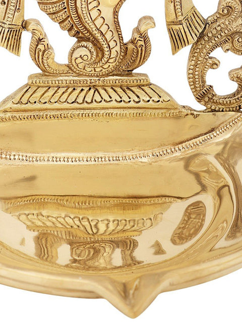 9" Superfine Conch Wick Lamp | Vaishnava Symbol in Brass | Handmade | Made in India