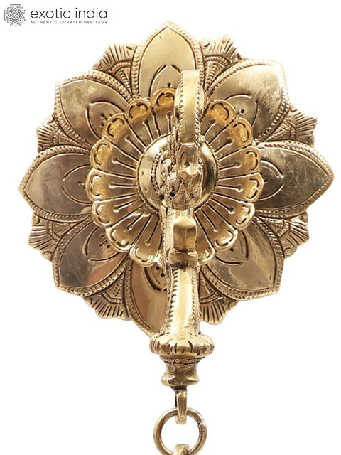 14" Superfine Wall Mounted Designer Lamp with Hanging Wick in Brass | Handmade | Made in India