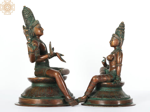 9" Seated Shiva Parvati Handmade Brass Statue | Made In India