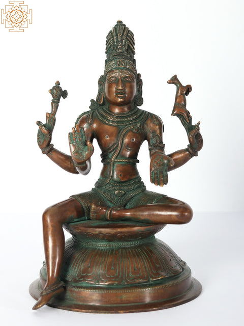 9" Seated Shiva Parvati Handmade Brass Statue | Made In India