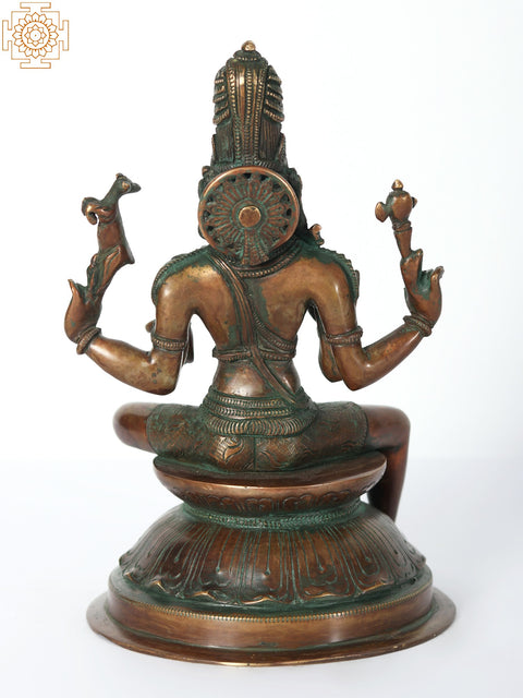 9" Seated Shiva Parvati Handmade Brass Statue | Made In India