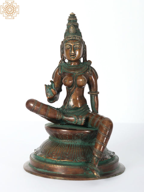 9" Seated Shiva Parvati Handmade Brass Statue | Made In India